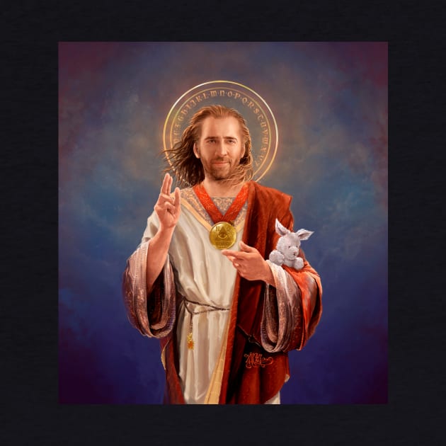 Saint Nicolas of Cage - Nic Cage Original Religious Painting by vincentcarrozza